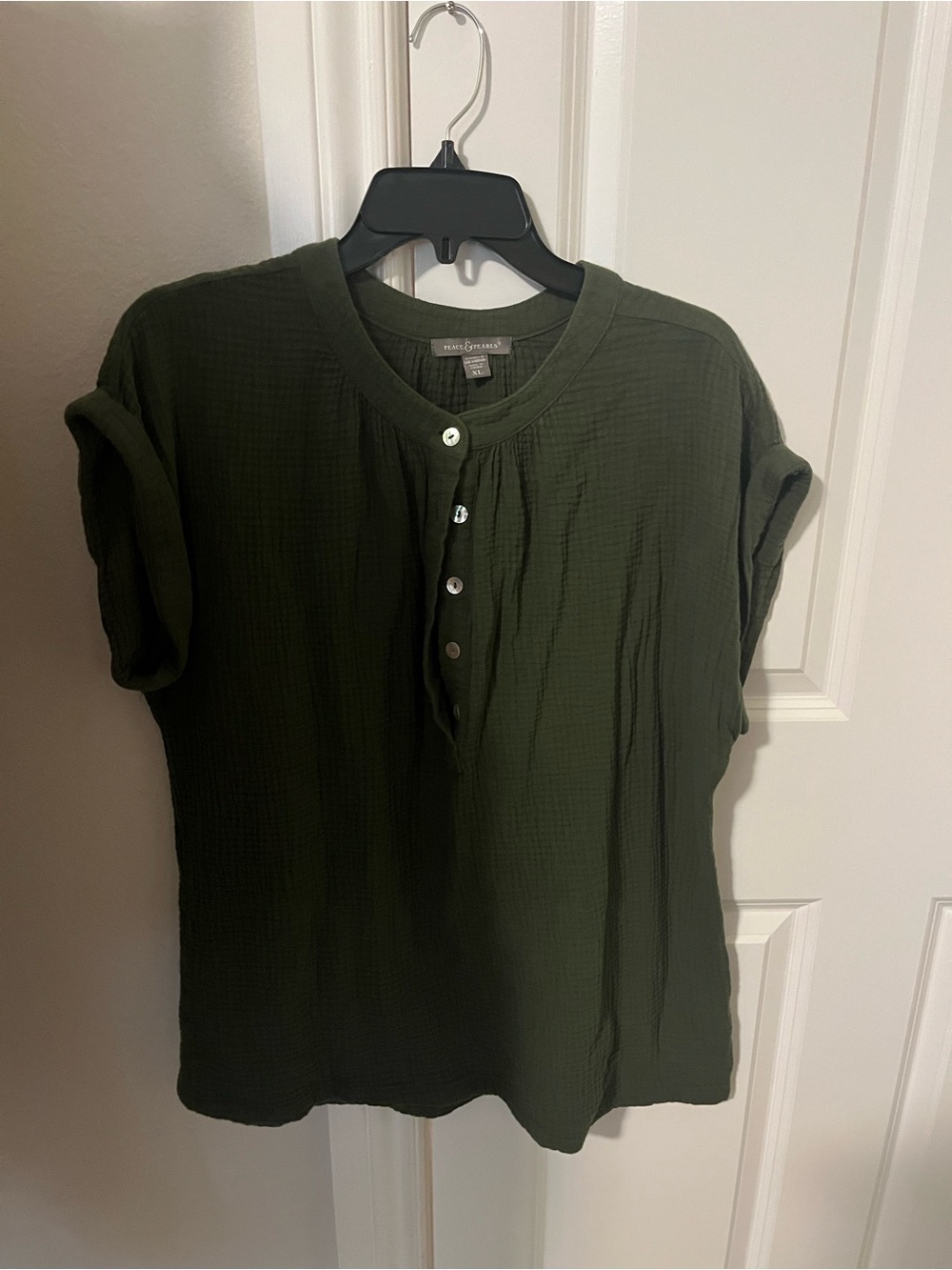 Rails Green Short-Sleeve Henley Shirt